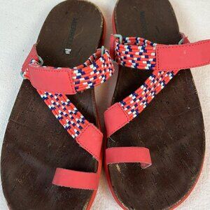 Merrell Sandals Womens 9 Around Town Sunvue Thong Woven Outdoor Hot Coral Hiking